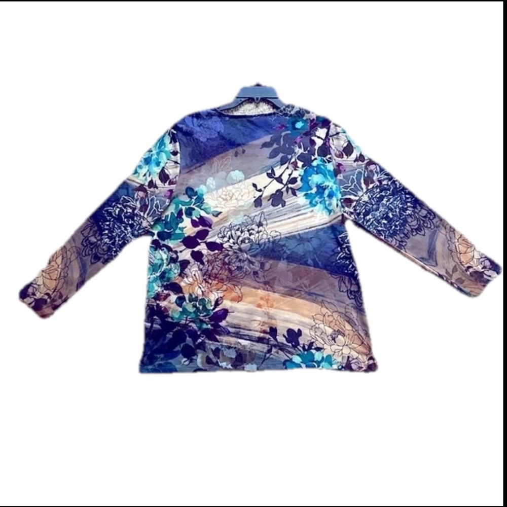 Chico’s Size 3 (XL) Long Sleeve Floral Women’s Top - Picture 2 of 7
